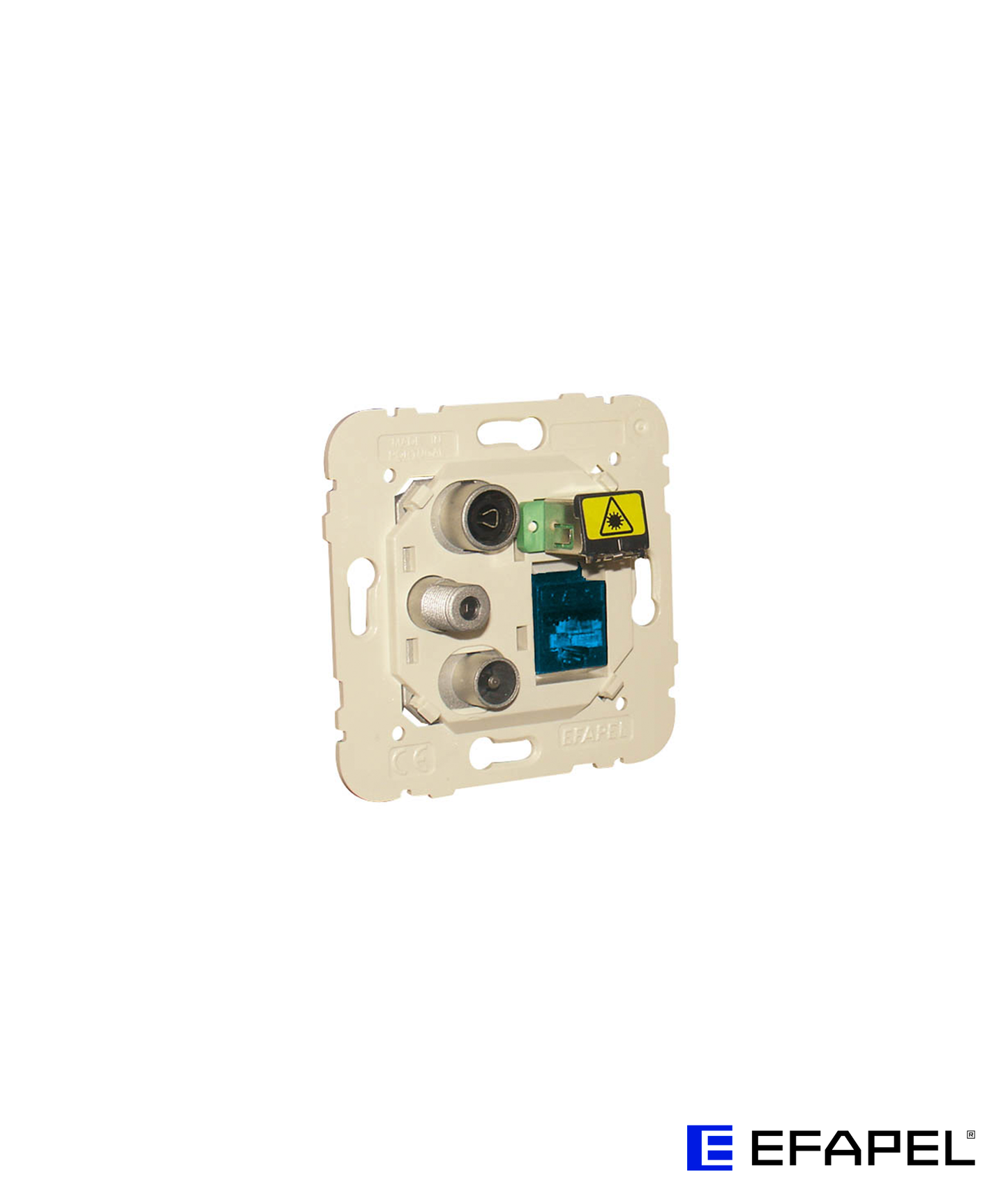 Tomada Mista R-TV-SAT-RJ45 Cat. 6A UTP - FO SC-APC Estrela