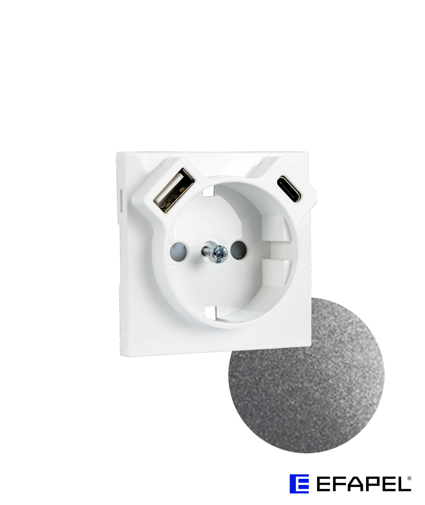 Centro para Tomada Schuko + USB Tipo A e Tipo C