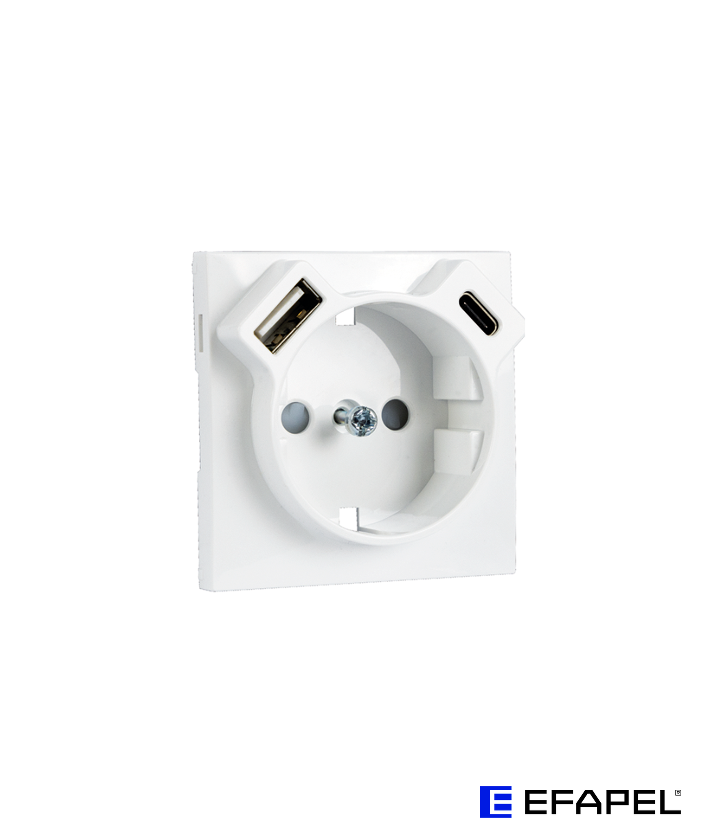 Centro para Tomada Schuko + USB Tipo A e Tipo C
