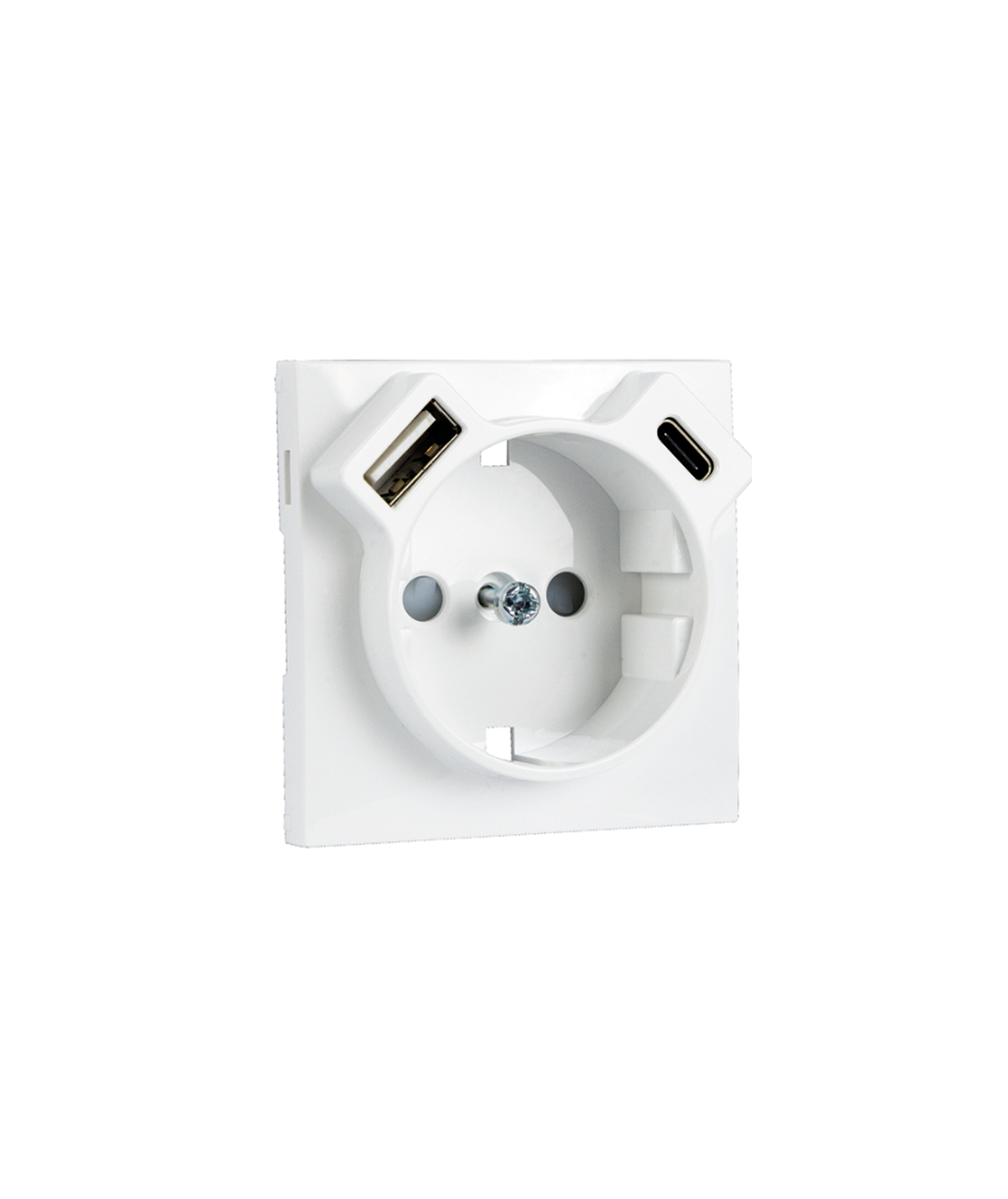 Centro para Tomada Schuko + USB Tipo A e Tipo C