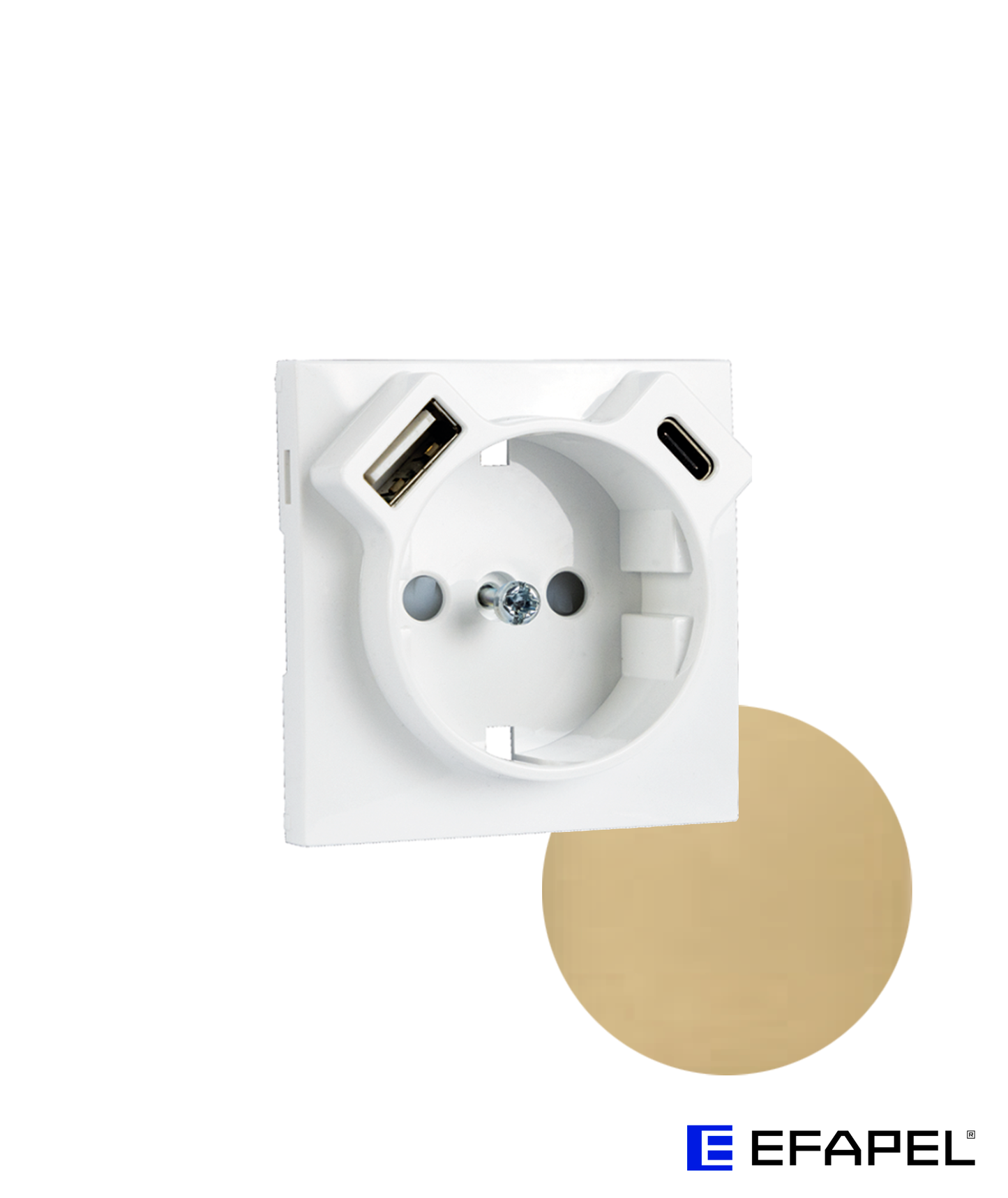 Centro para Tomada Schuko + USB Tipo A e Tipo C