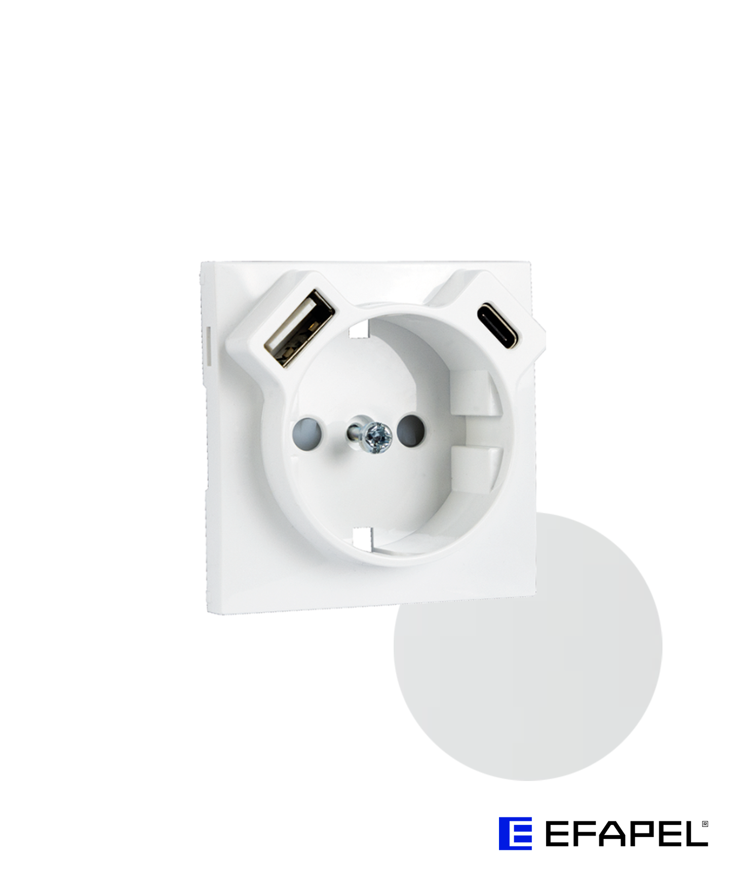 Centro para Tomada Schuko + USB Tipo A e Tipo C