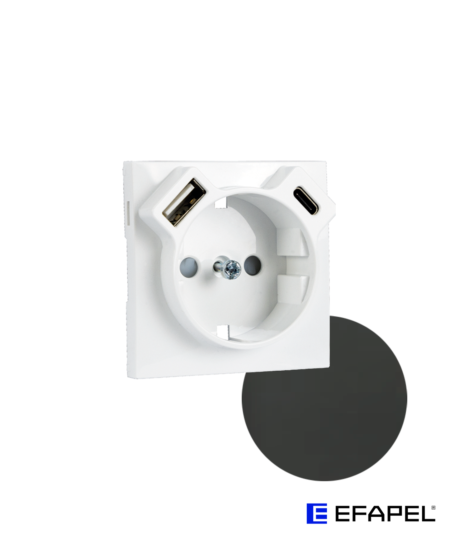 Centro para Tomada Schuko + USB Tipo A e Tipo C