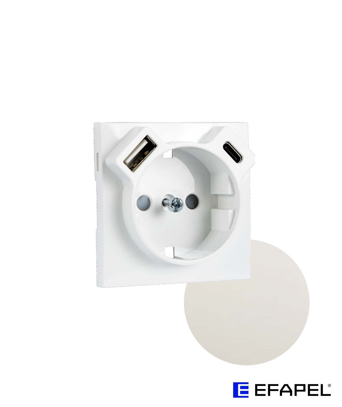 Centro para Tomada Schuko + USB Tipo A e Tipo C