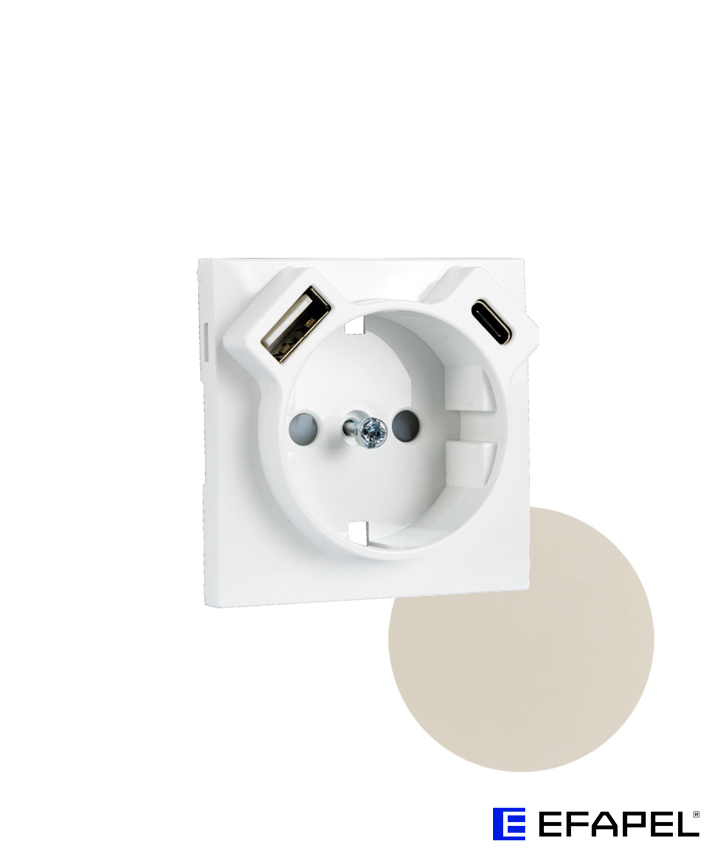 Centro para Tomada Schuko + USB Tipo A e Tipo C