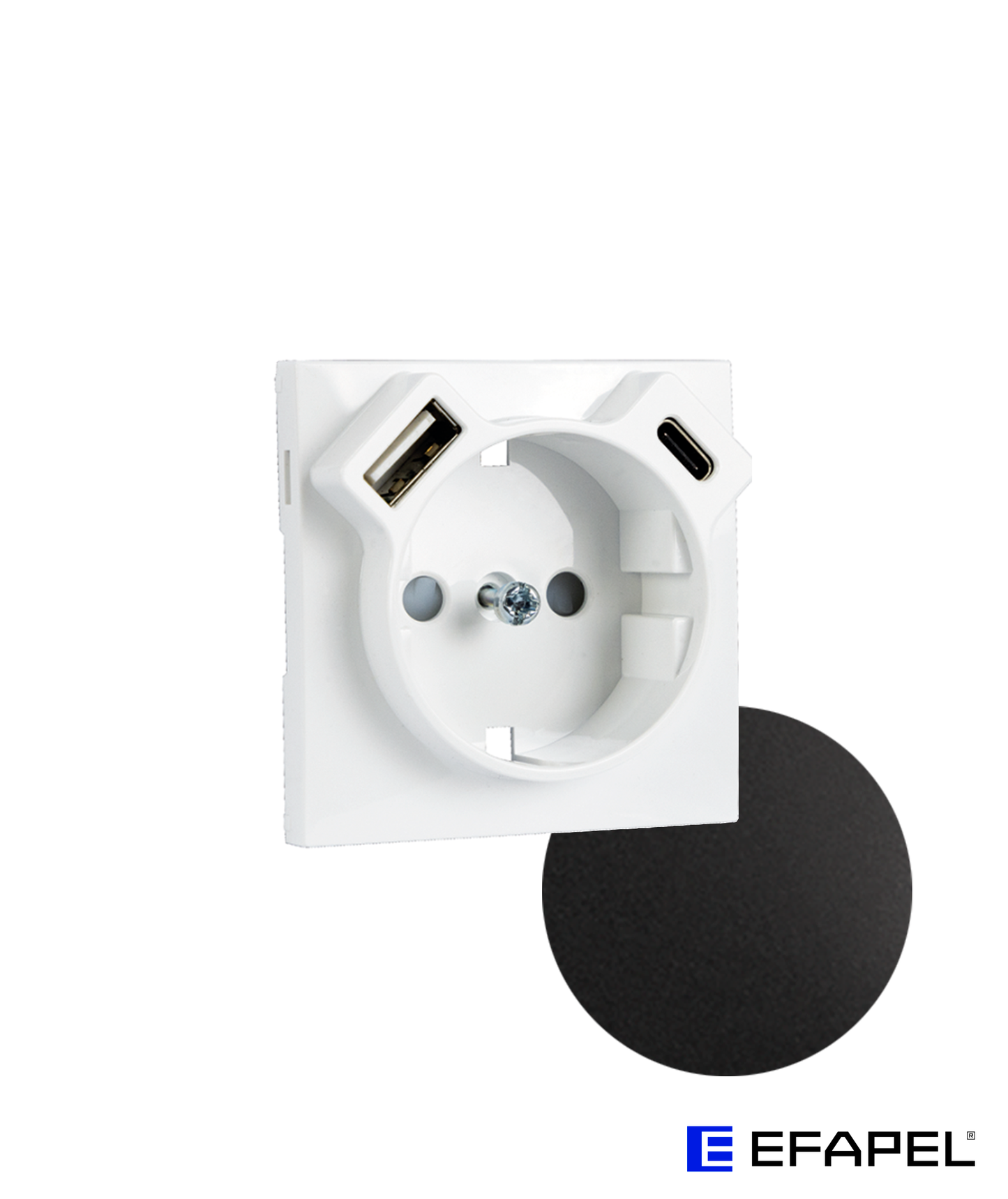 Centro para Tomada Schuko + USB Tipo A e Tipo C