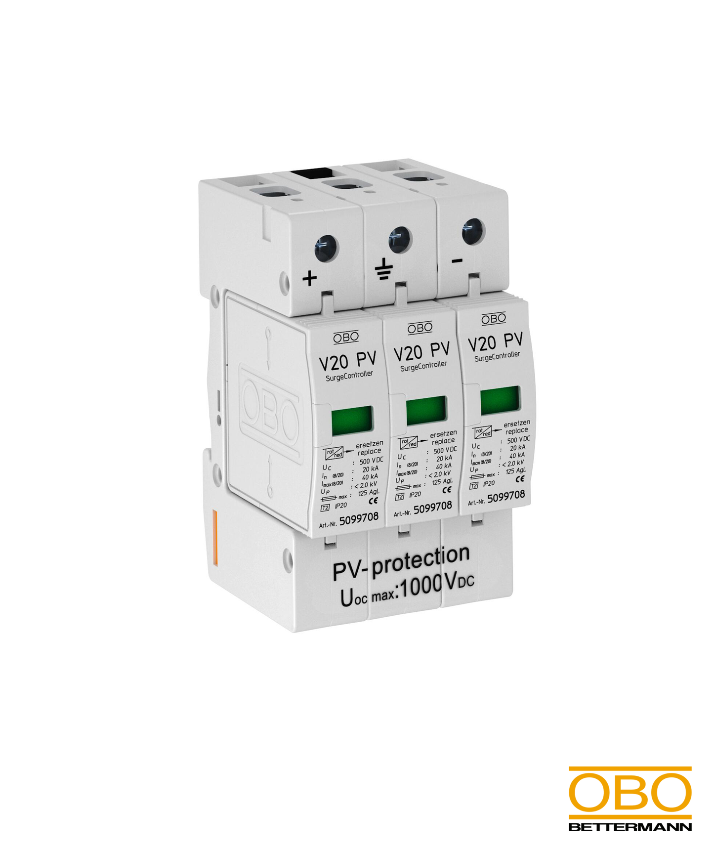 Descarregador Sobretensões FV V20, 1000VDC Obo Bettermann