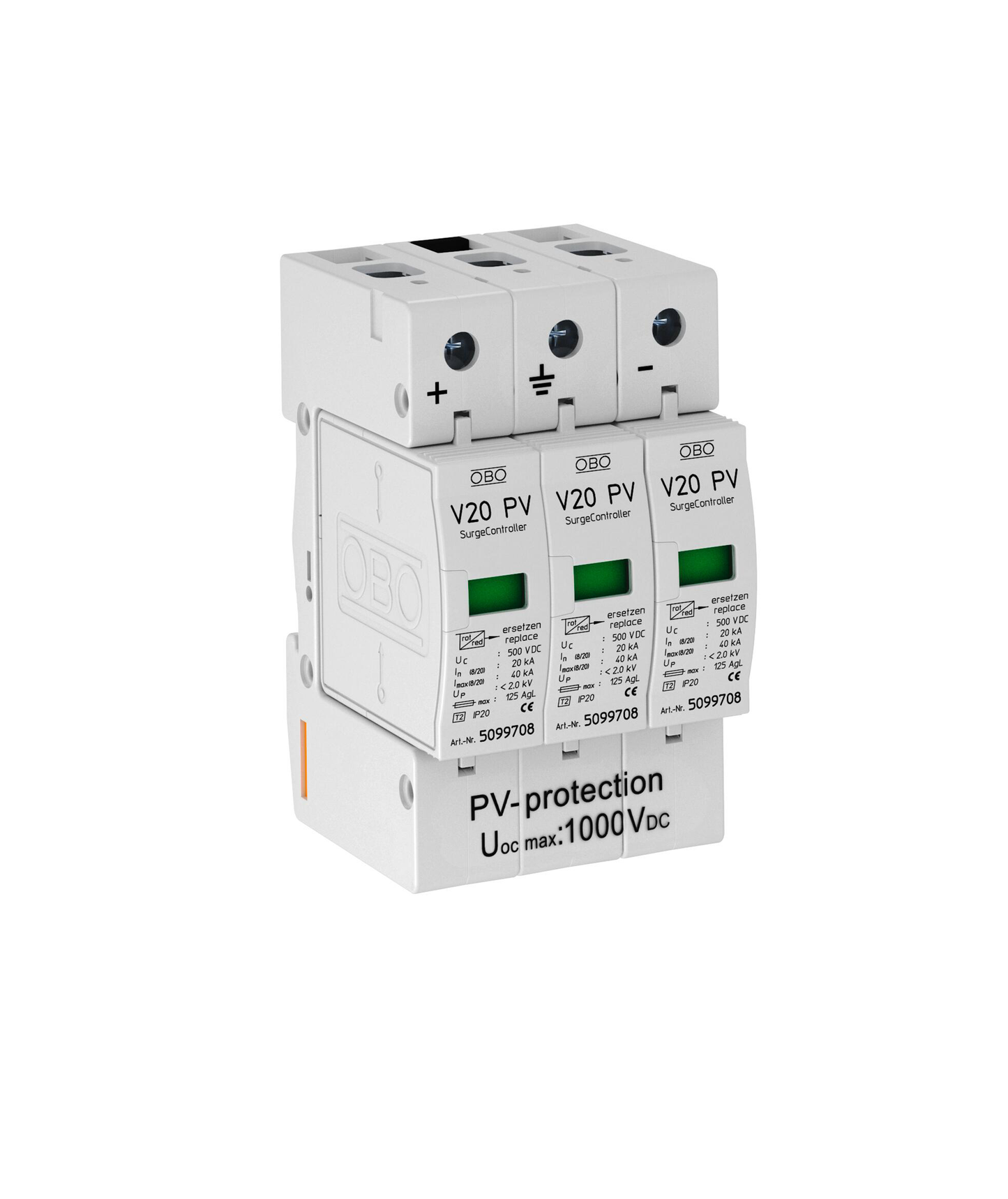 Descarregador Sobretensões FV V20, 1000VDC Obo Bettermann