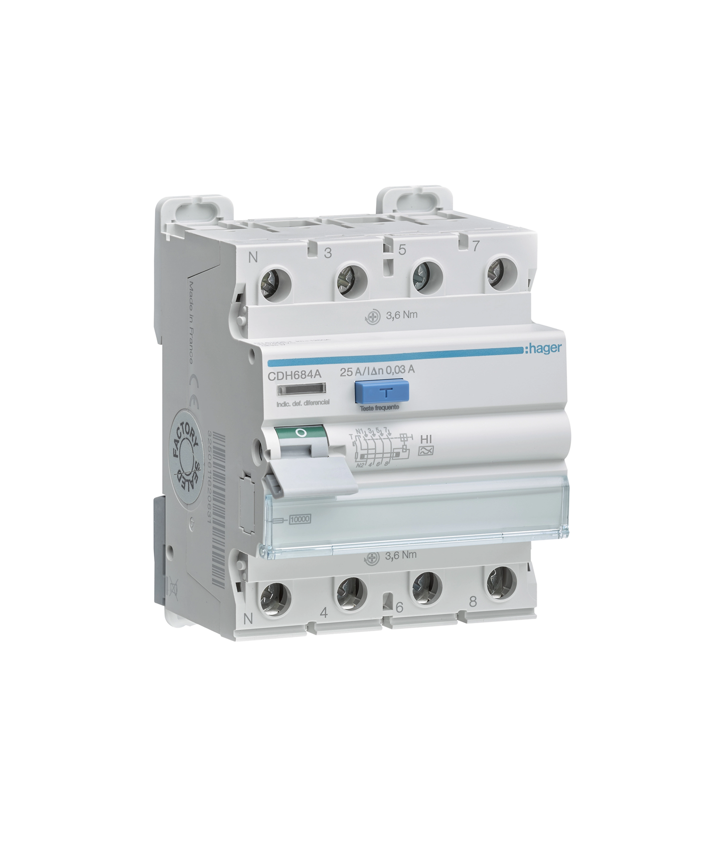 Interruptor Diferencial 3P+N 100A 30mA Tipo A HI 4 Módulos