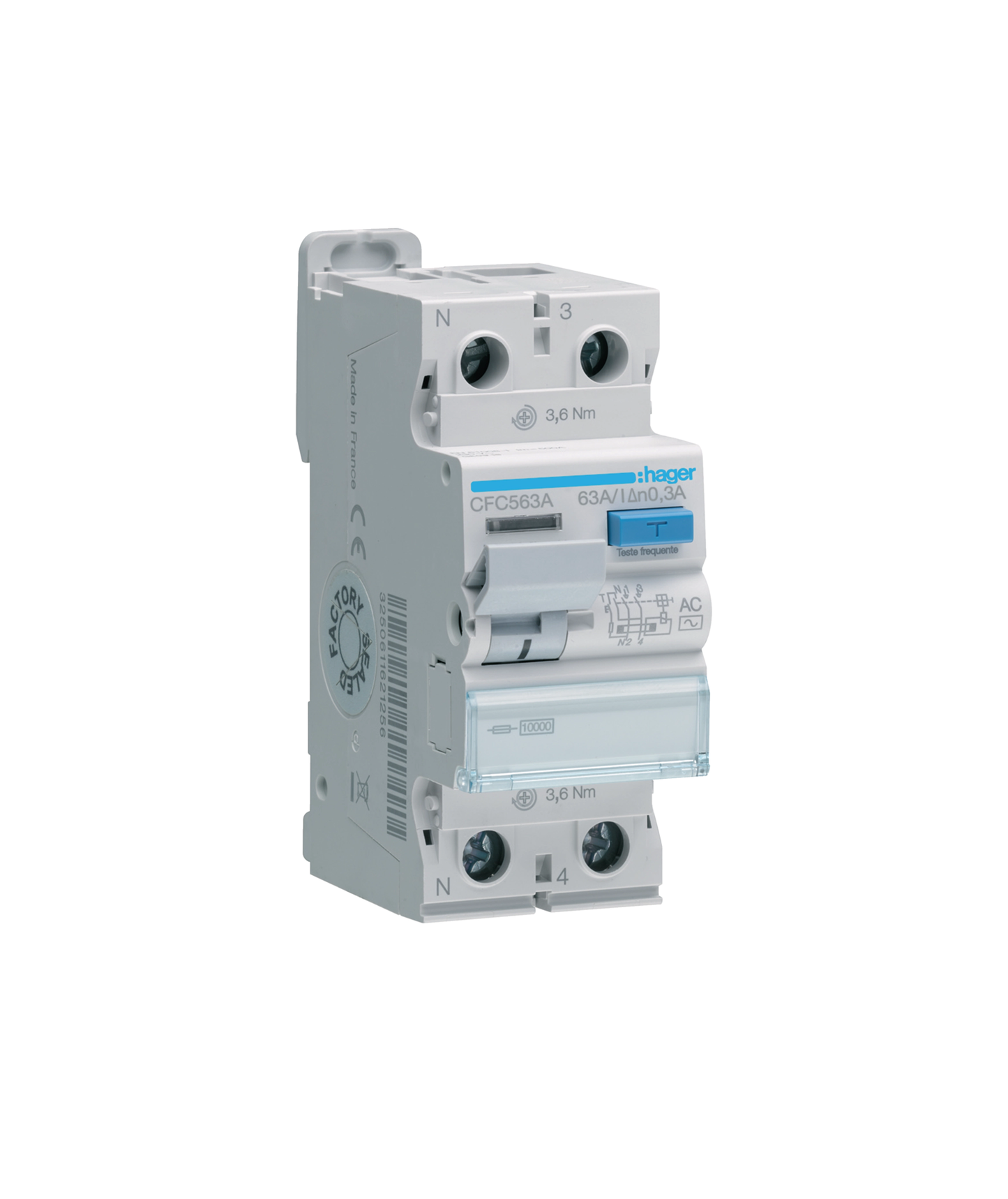 Interruptor Diferencial 1P+N 63A 300mA Tipo AC 2 Módulos
