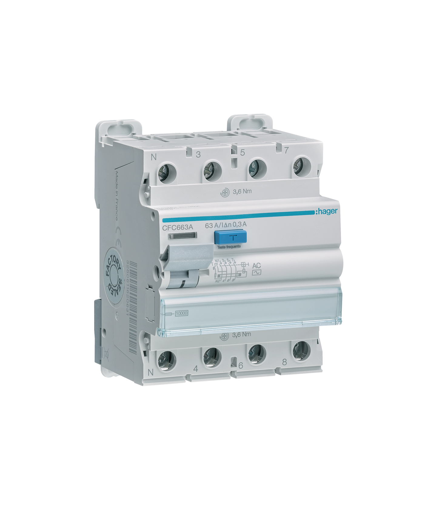 Interruptor Diferencial 3P+N 63A 300mA Tipo AC 4 Módulos