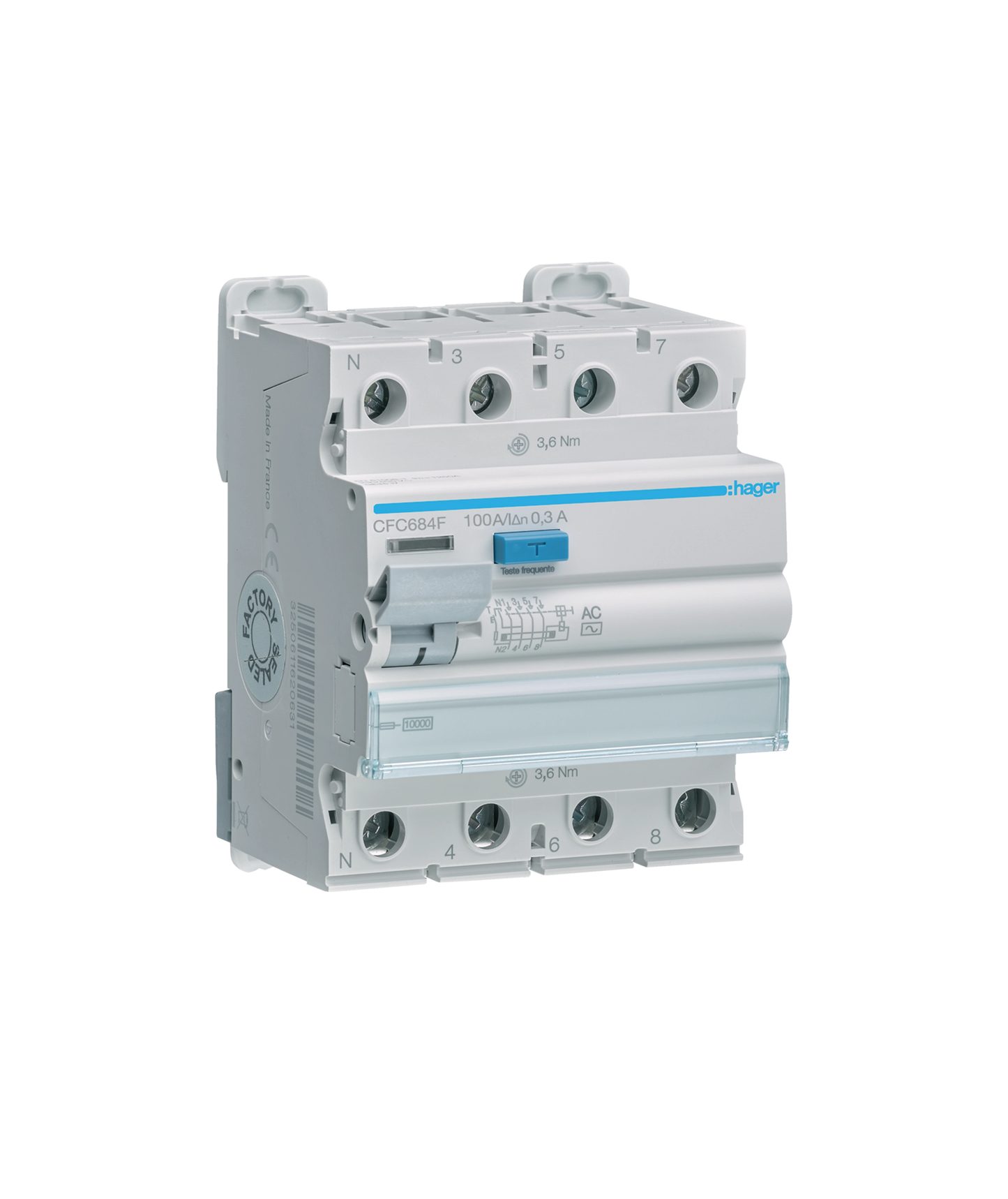 Interruptor Diferencial 4P 100A 300mA Tipo AC 4 Módulos