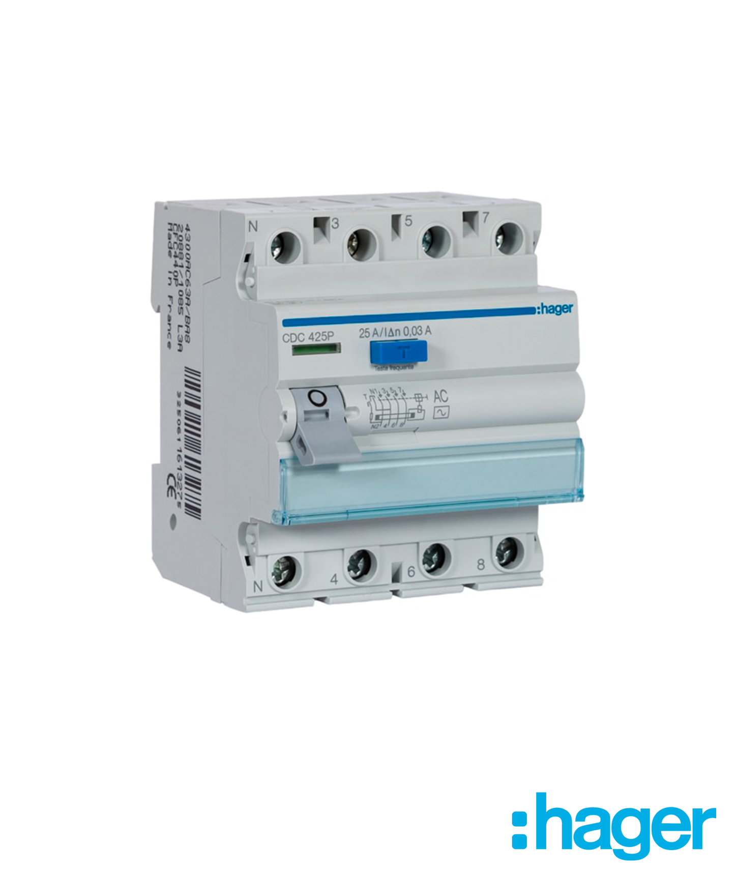 Interruptor Diferencial 4P 25A 30mA Tipo AC 4 Módulos