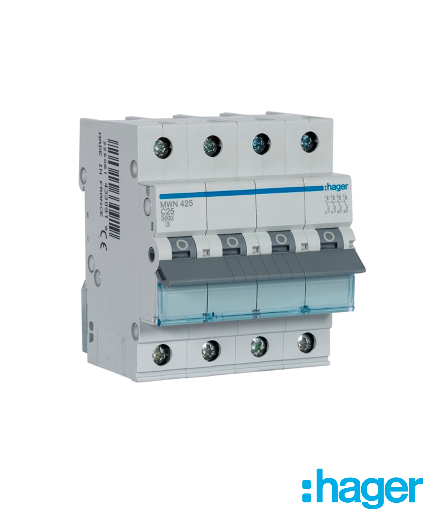 Disjuntor 4P 25A C 3kA 4 Módulos