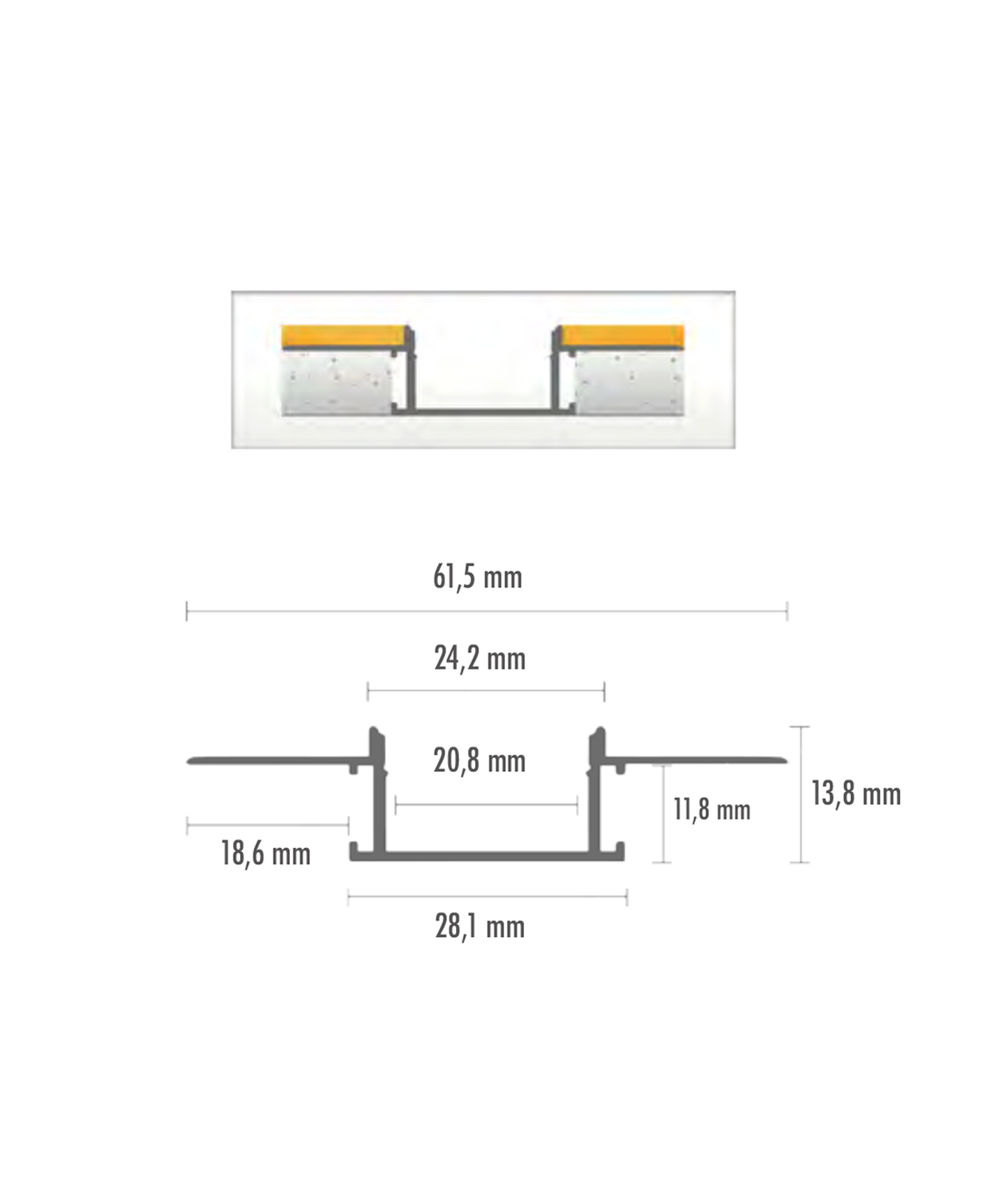 Perfil de 2 Metros PRO001 p/ Fitas de LED