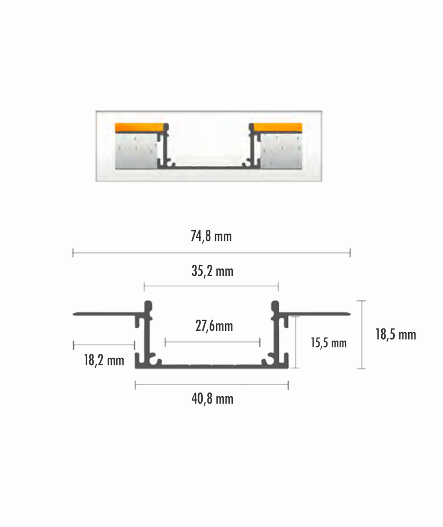 Perfil de 2 Metros PRO002 p/ Fitas de LED