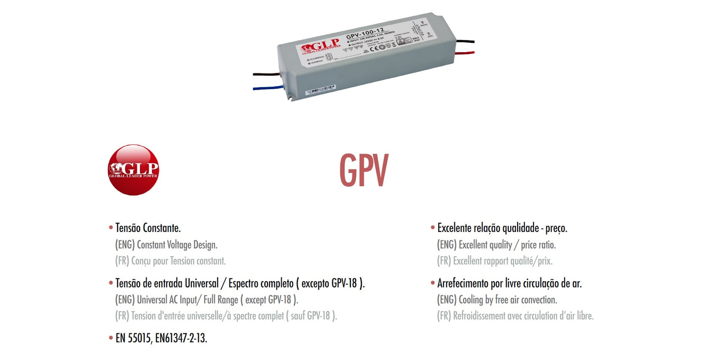 Fonte de Alimentação GPV - 12V IP67