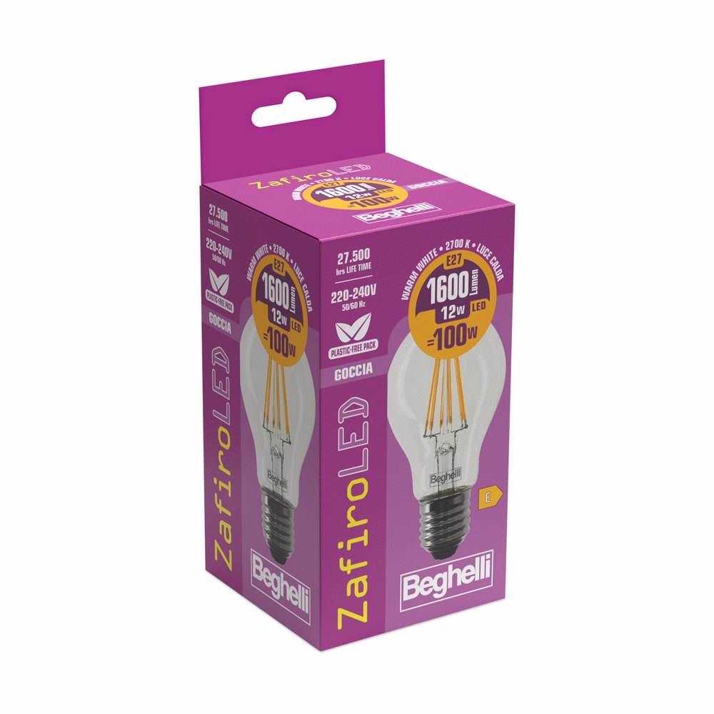 Goccia Zafiro LED 1600LM 12W E27 (2700K/4000K)