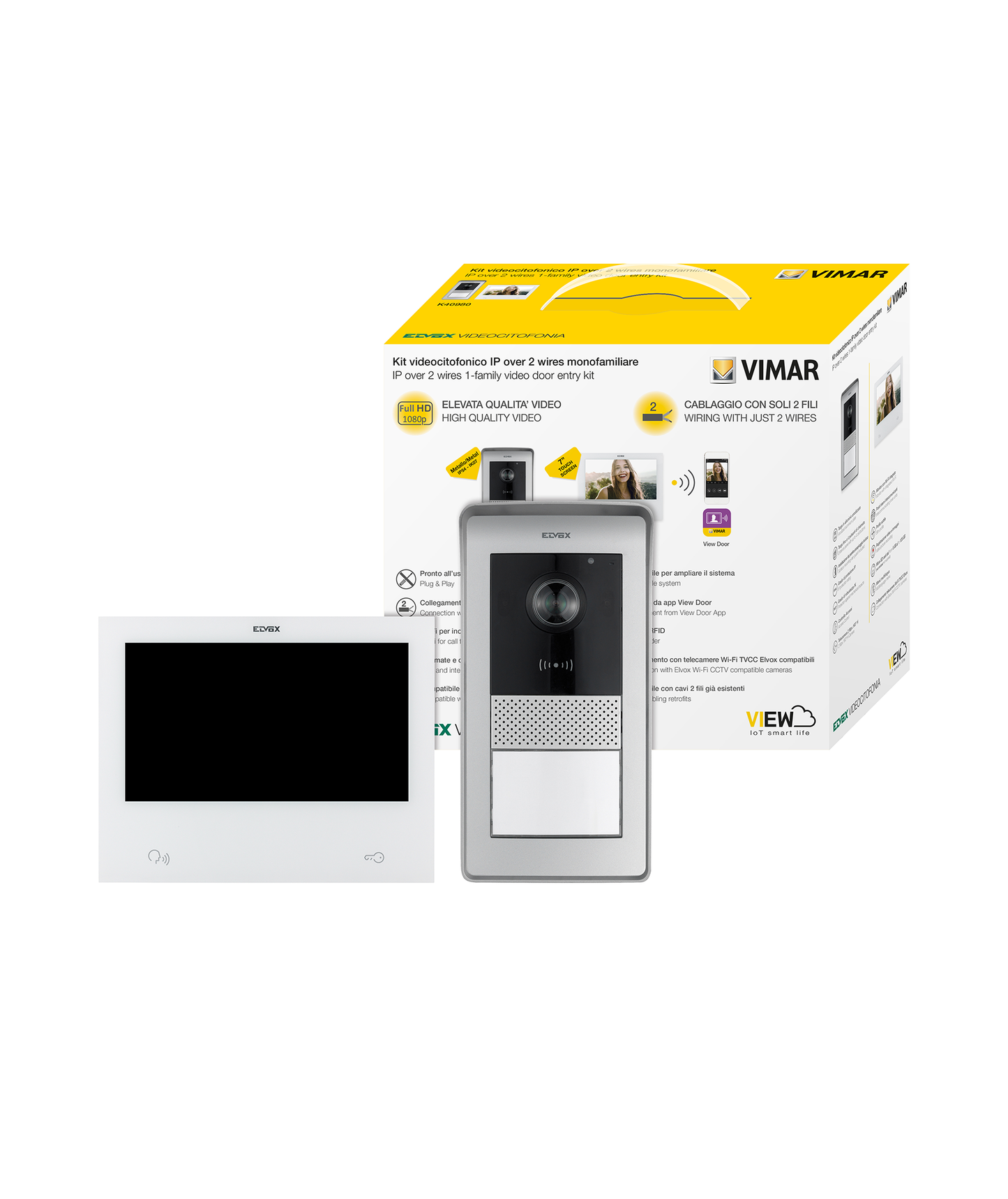 Kit Videoporteiro Unifamiliar Wi-Fi c/Monitor 7" Elvox K40980