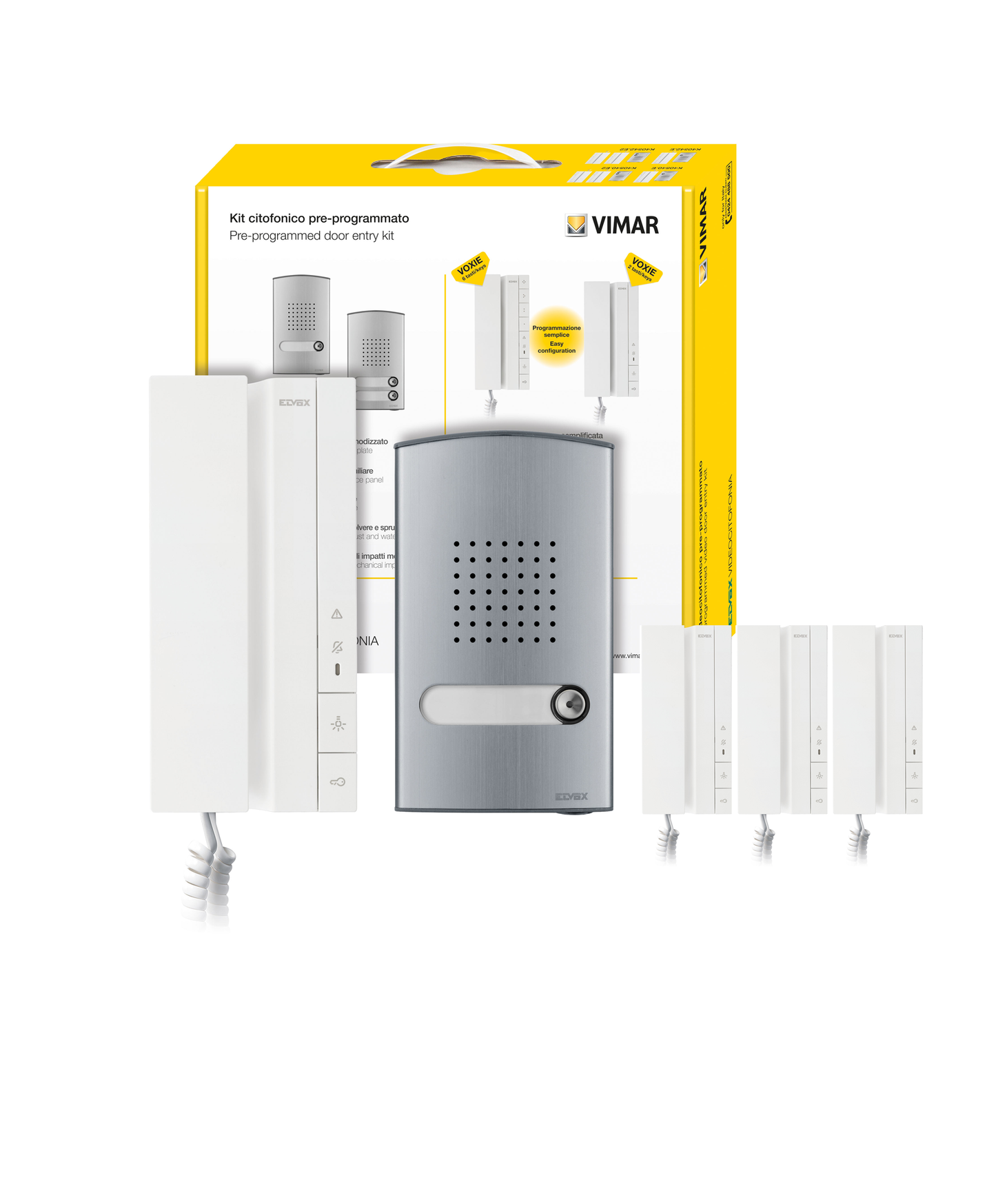 Kit Áudio Porteiro c/Telefone Voxie para 4 Habitações Elvox K40540VOX04