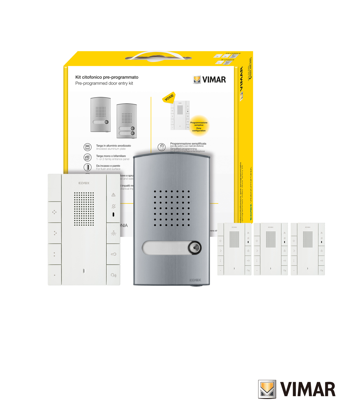 Kit Áudio Porteiro Voxie para 4 Habitações Elvox K40547VOX04