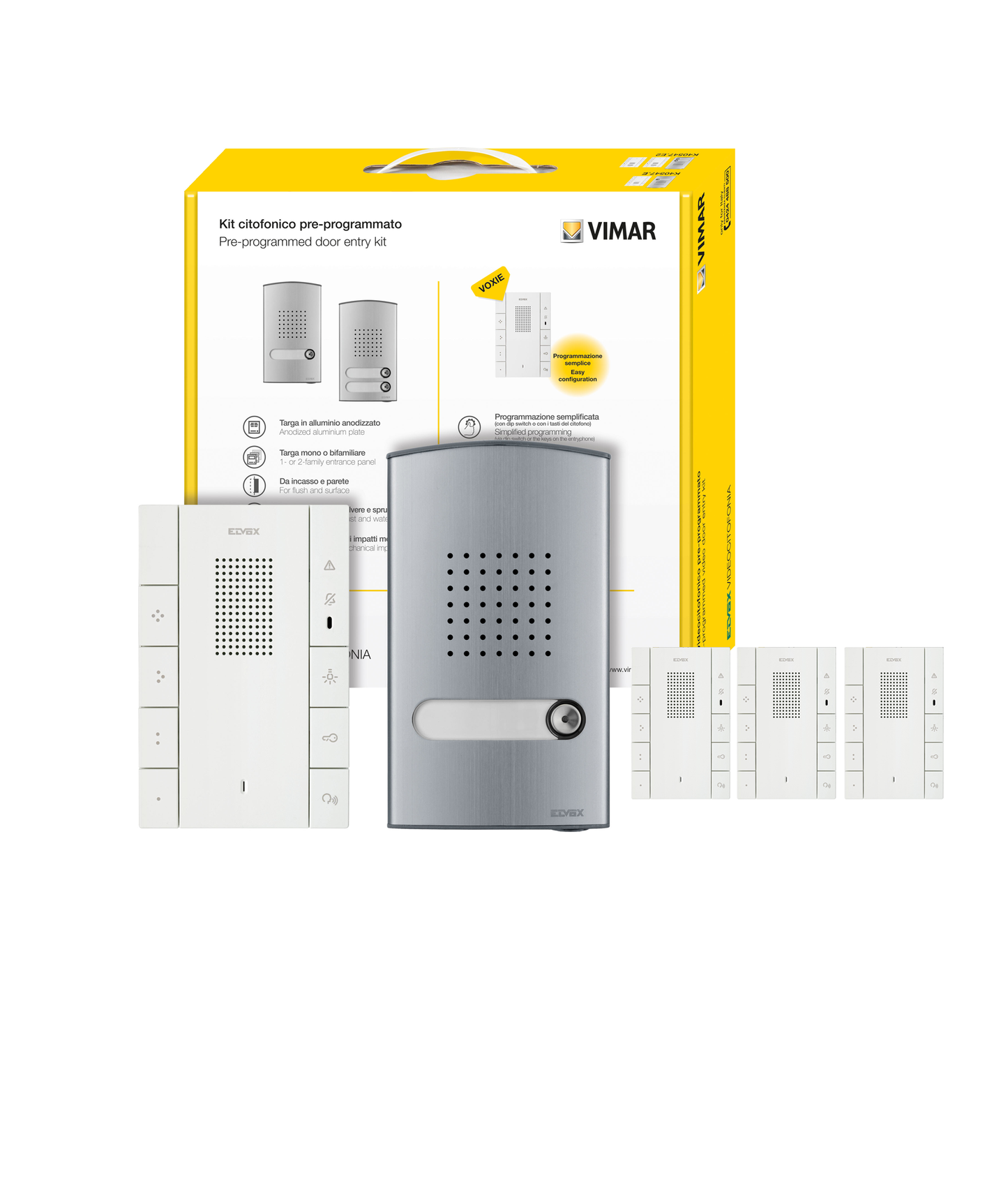 Kit Áudio Porteiro Voxie para 4 Habitações Elvox K40547VOX04