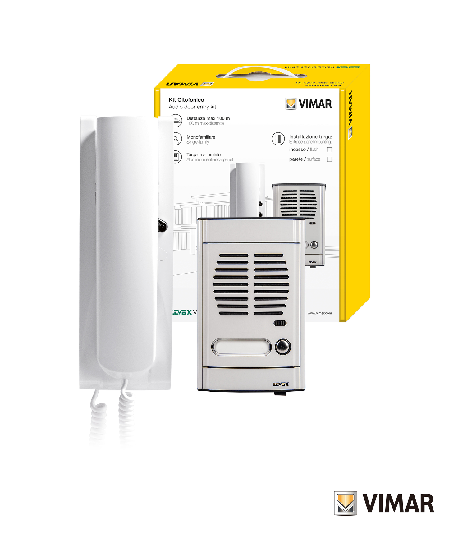 Kit Intercomunicador Unifamiliar p/Encastrar Elvox 884G/S