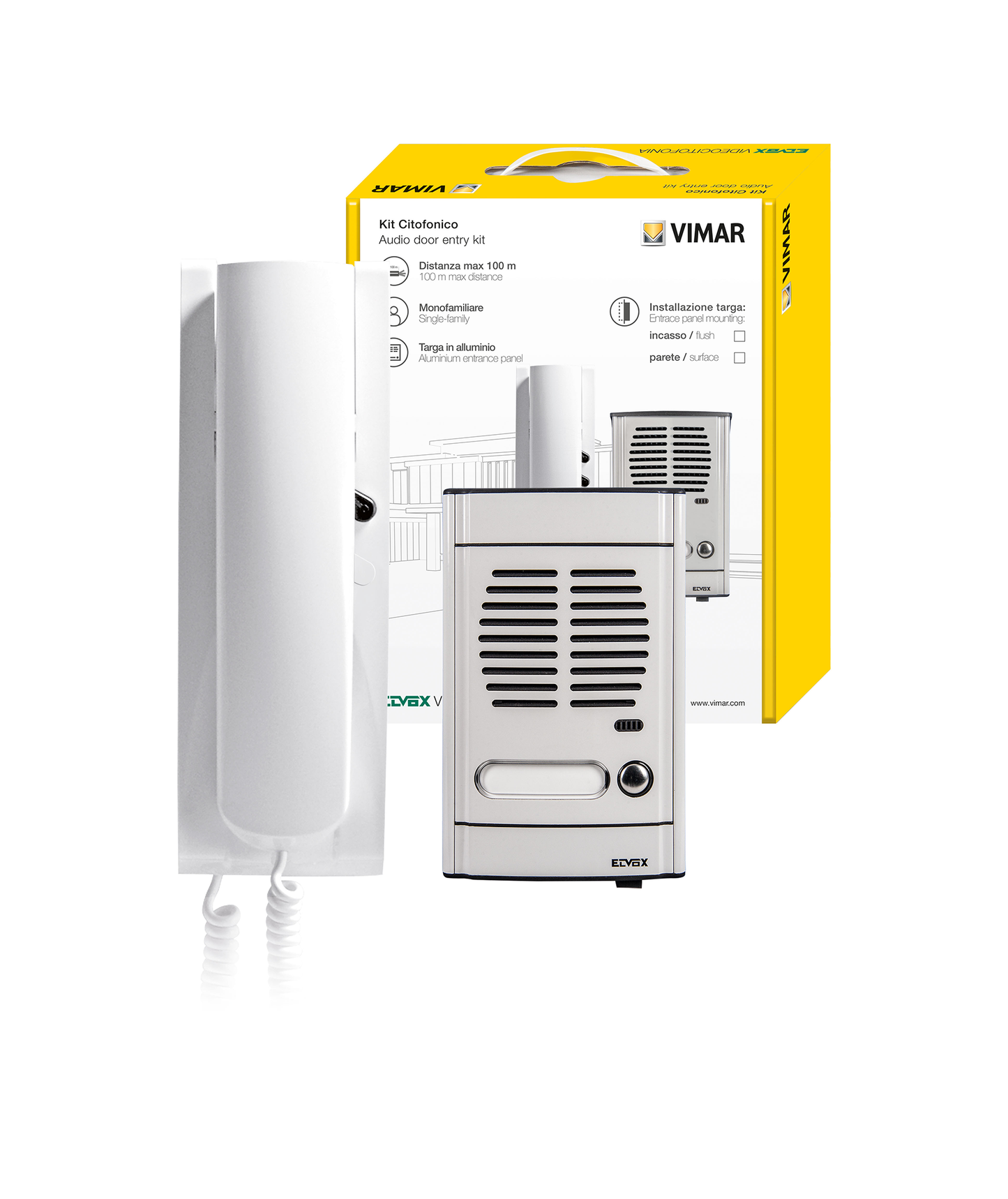 Kit Intercomunicador Unifamiliar p/Encastrar Elvox 884G/S