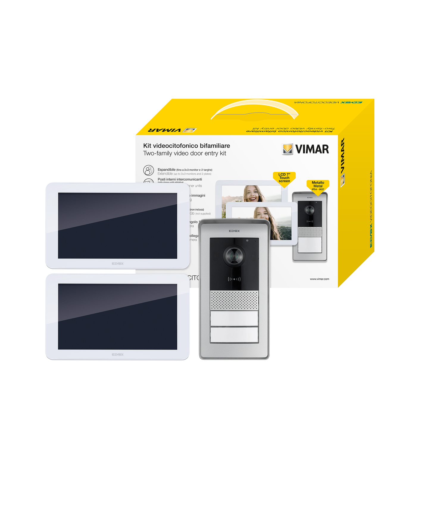 Kit Videoporteiro Bifamiliar c/Monitor Táctil 7'' Elvox K42936