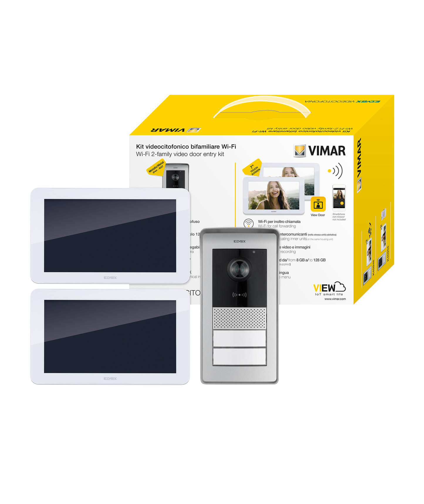 Kit Videoporteiro Bifamiliar Wi-Fi c/Monitor 7" Elvox K42956