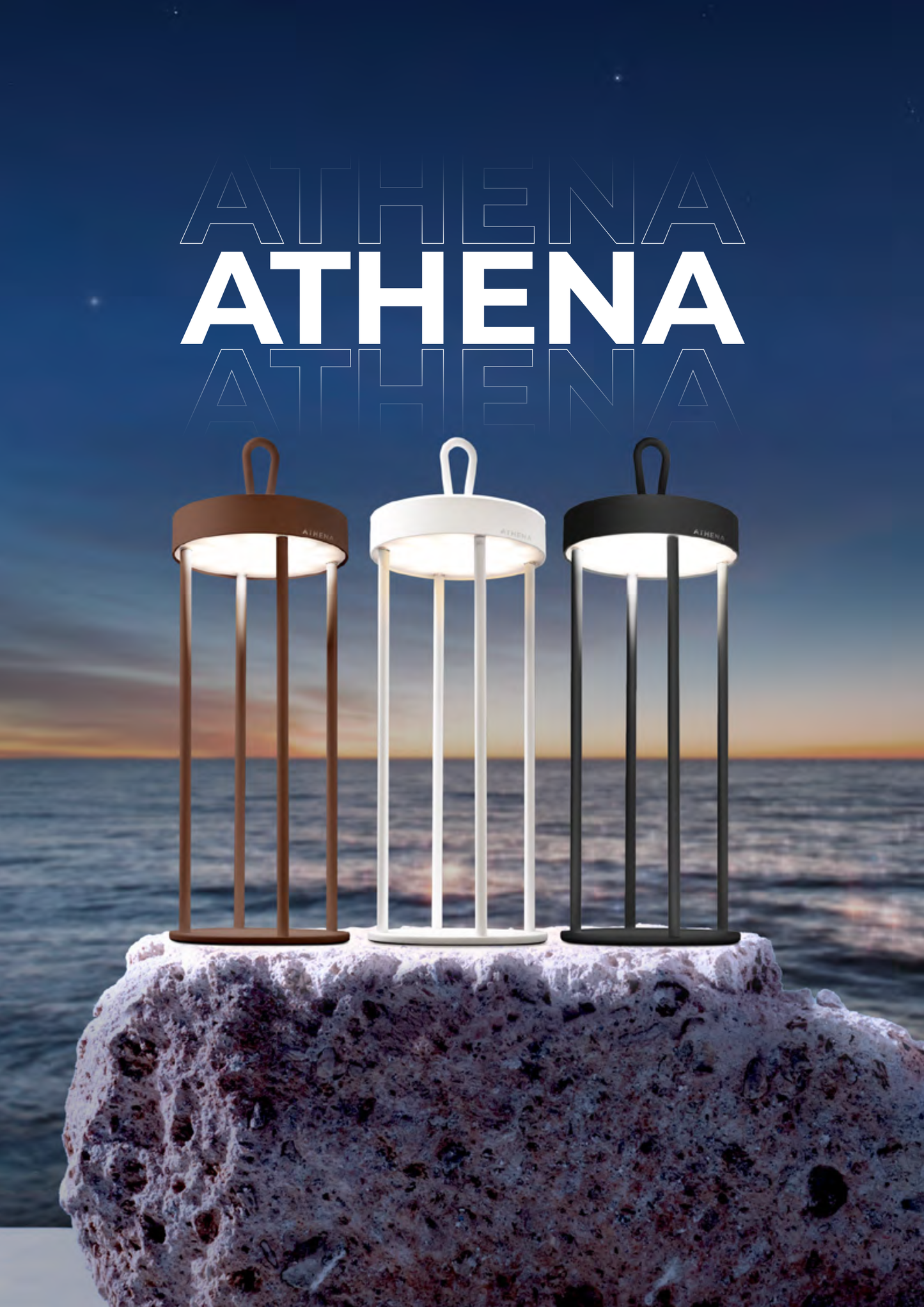 Athena | Candeeiro de Mesa ou Tecto sem Fios LED 3W 140lm 3000K Castanho