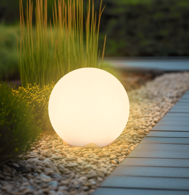 Bola Luminosa para Jardim 0,9W 7lm RGB+3000K - Ø 40cm (carrega com o sol)
