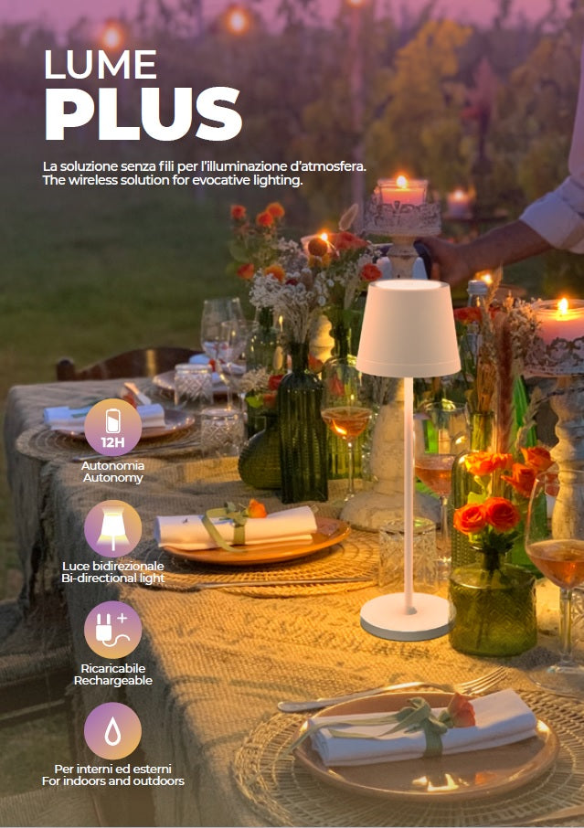 Lume Plus | Candeeiro de Mesa sem Fios LED 2,2W 190lm 2700K Branco