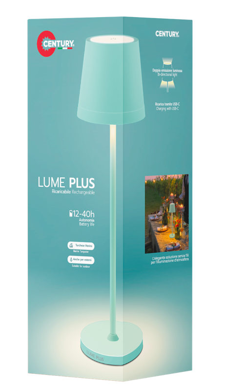 Lume Plus | Candeeiro de Mesa sem Fios LED 2,2W 190lm 2700K Turquesa