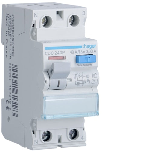 Interruptor Diferencial 2P 40A 30mA Tipo AC 2 Módulos