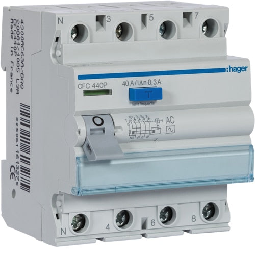 Interruptor Diferencial 4P 40A 300mA Tipo AC 4 Módulos