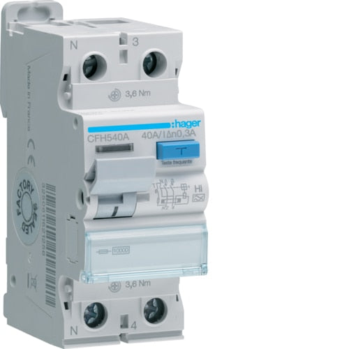 Interruptor Diferencial 1P+N 40A 300mA Tipo HI 2 Módulos