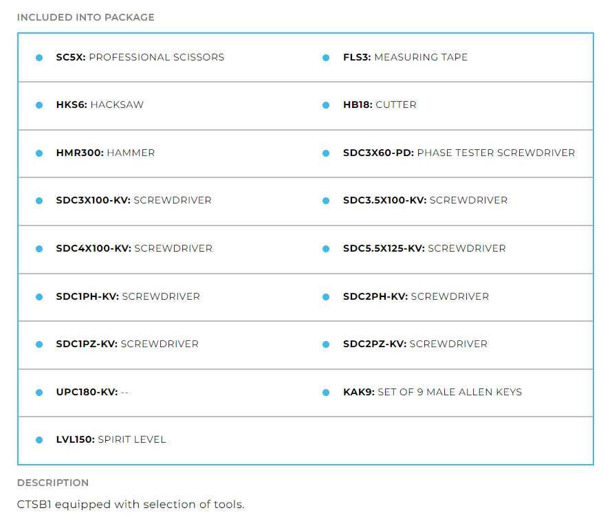 Bolsa de Ferramentas Equipada com 17 Peças Cembre