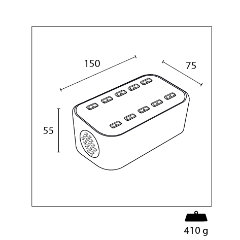 Base de Carregamento com 10 entradas USB 2VDC 2A
