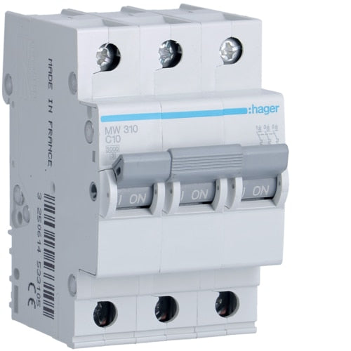 Disjuntor 3P 10A C 3kA 3 Módulos