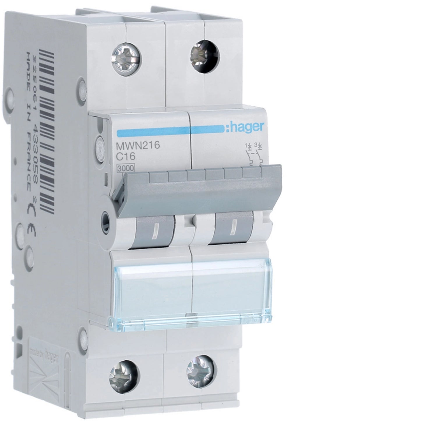 Disjuntor 2P 16A C 3kA 2 Módulos