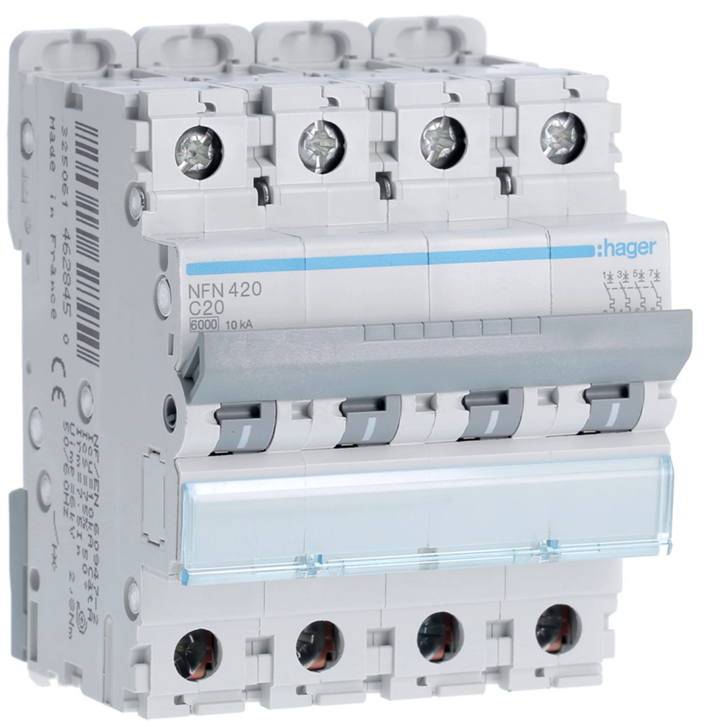 Disjuntor 4P 20A C 6/10kA 4 Módulos
