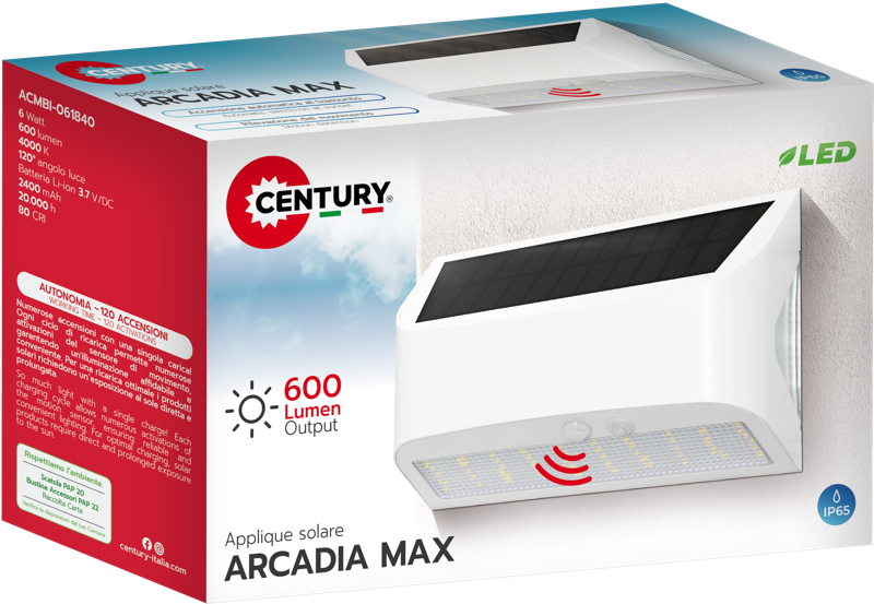 Aplique Solar Arcadia Max 6W 600lm 4000K
