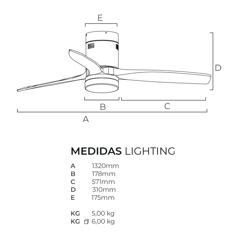 Ventilador LED Levante 18W 2190LM & CCT ajustável (Branco/Preto)