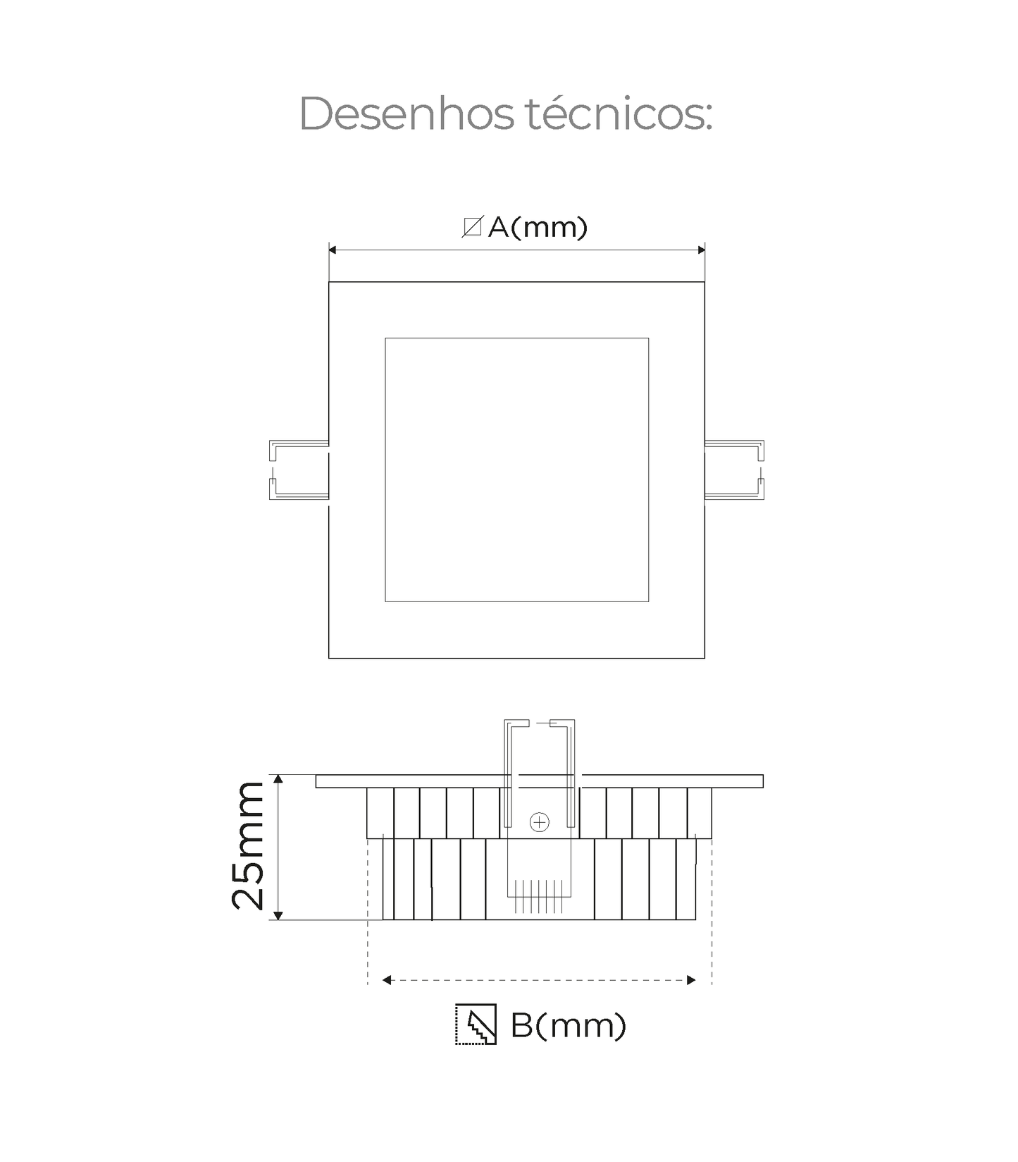 Downlight LED Quadrado Encastre Branco 6W 600LM & CCT ajustável