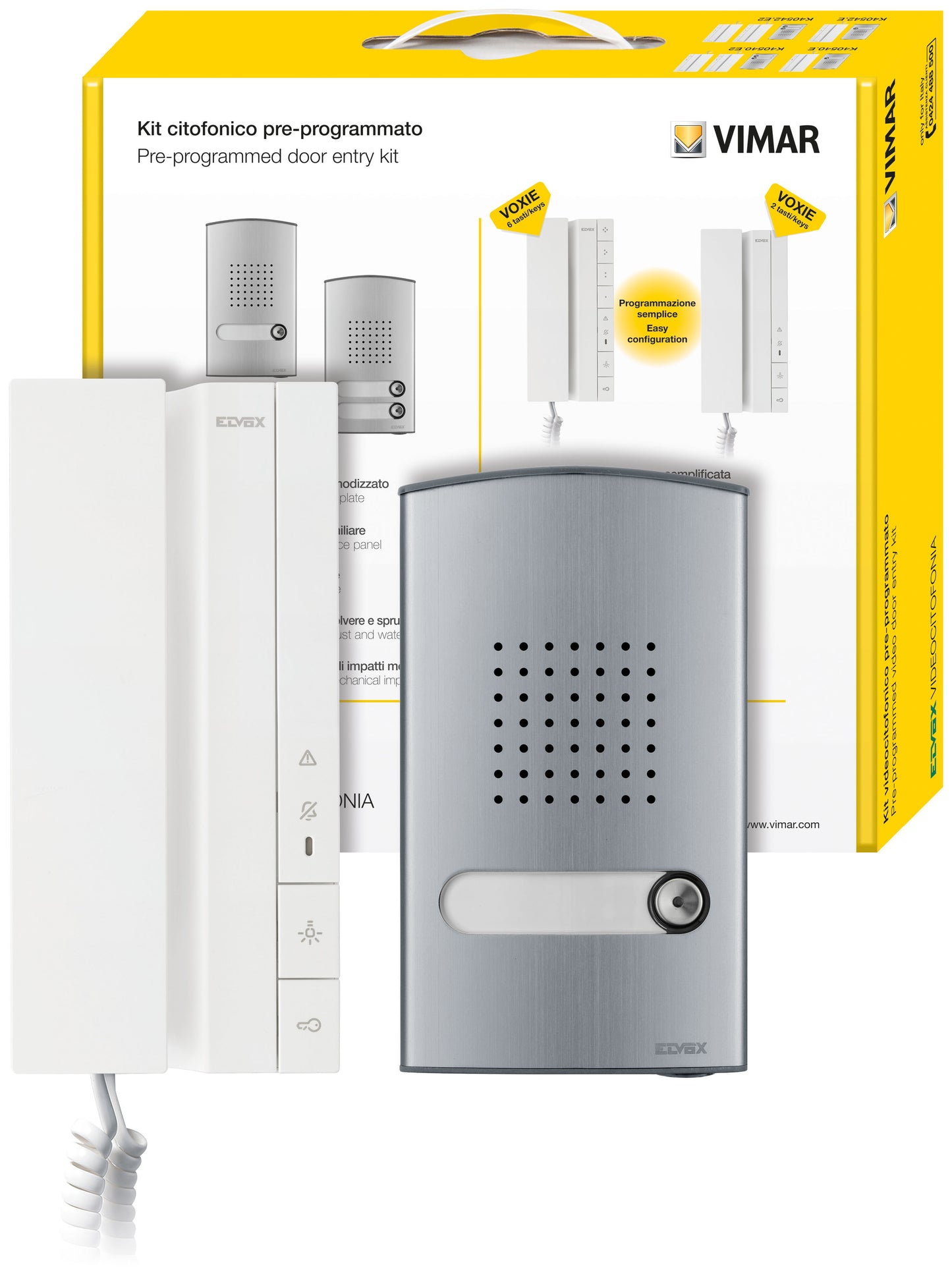 Kit Áudio Porteiro c/Telefone Voxie para 4 Habitações Elvox K40540VOX04