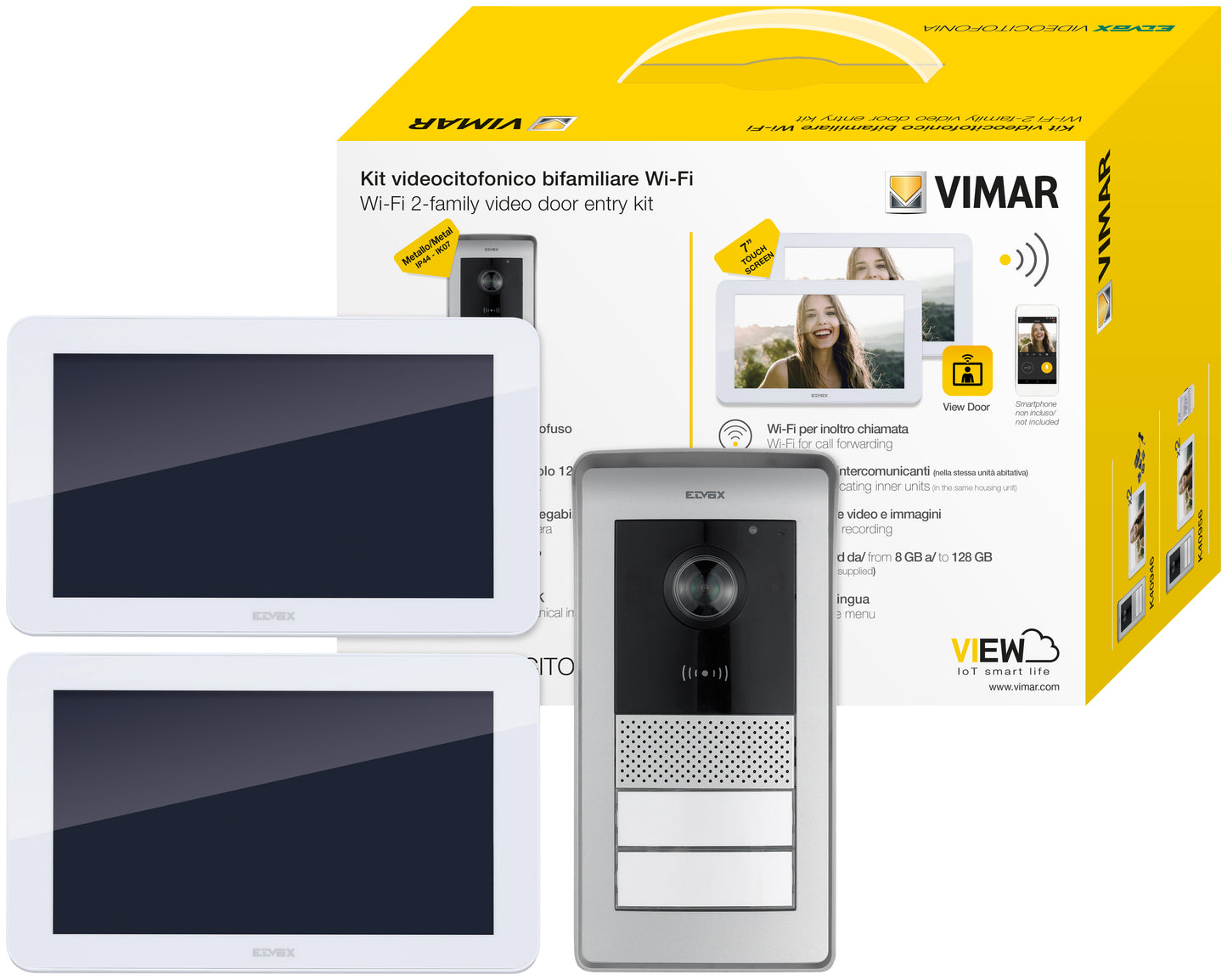 Kit Videoporteiro Bifamiliar Wi-Fi c/Monitor 7" Elvox K42956