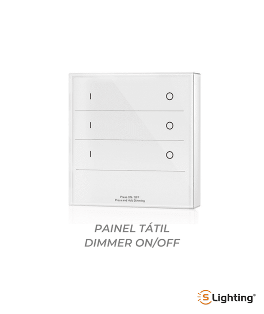 Painel Tátil Dimmer On/Off 3 Zonas RF