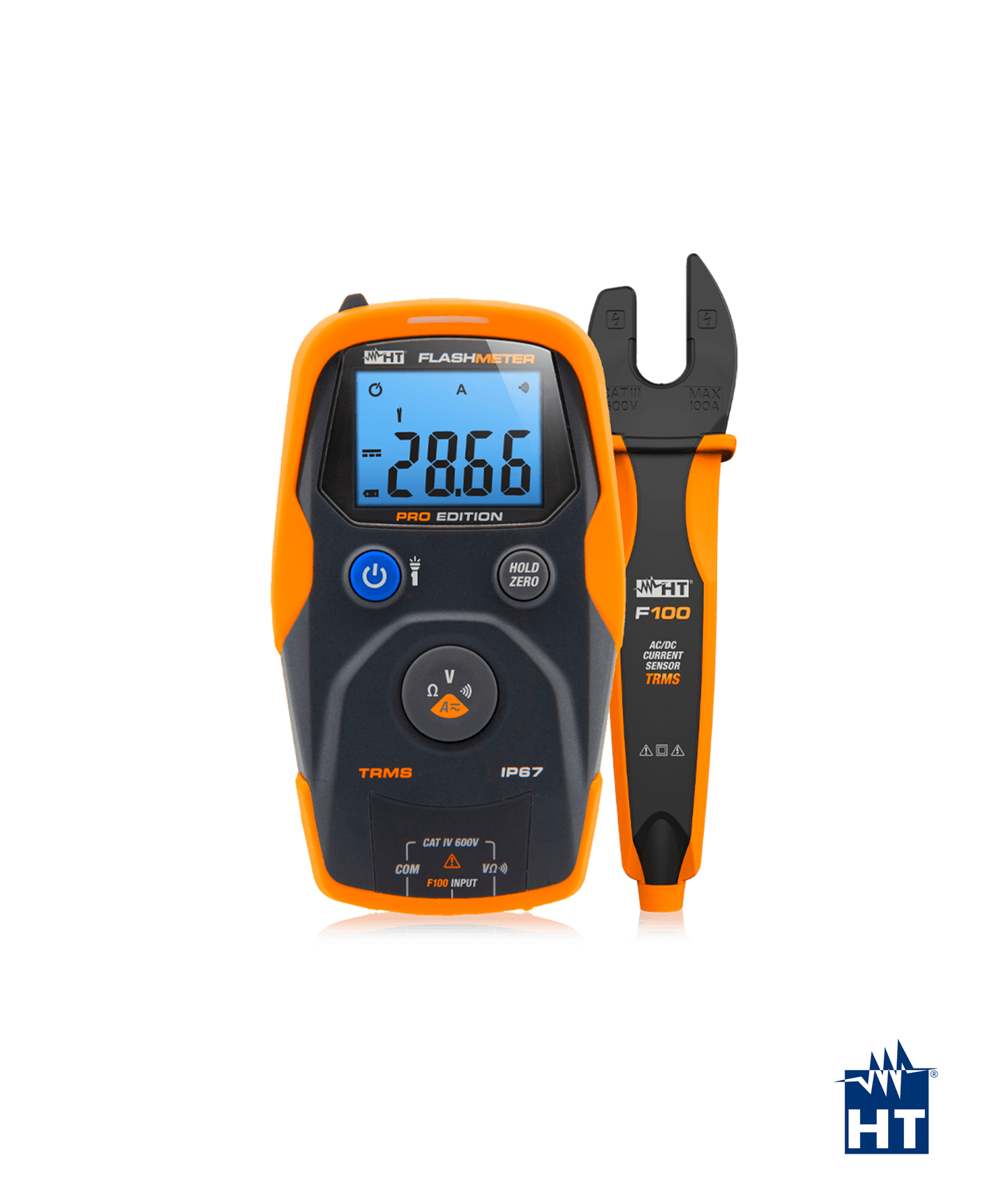 KITFlashMetterPro: Multímetro Automático TRMS 600V à Prova de Água + Pinça Externa F100