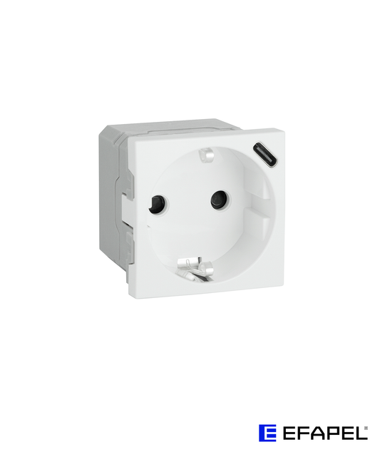 Tomada Schuko com Carregador USB Tipo C